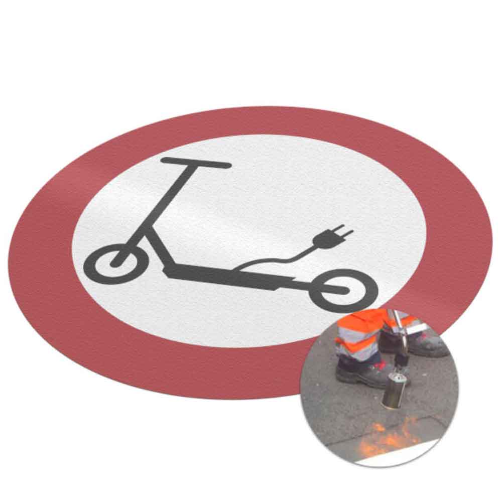 Verbot der Durchfahrt von E-Scooter - Premark thermoplastische Bodenmarkierung - in 2 Größen Verbot der Durchfahrt von E-Scooter - Premark thermoplastische Bodenmarkierung - in 2 Größen