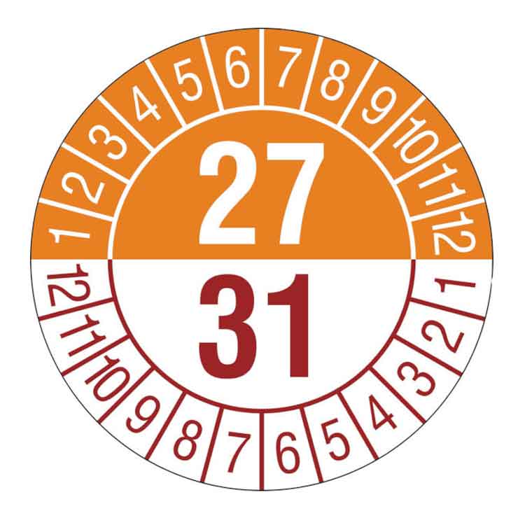 Prüfplakette - Jahresplakette mit Prüfzeitraum 1 bis 5 Jahre - Dokumentenfolie