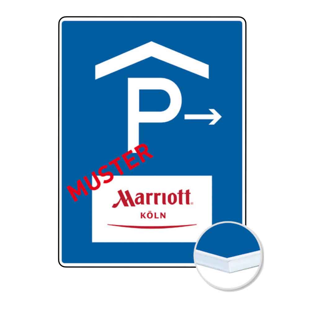 Individuelles Parkplatzschild - Symbol: P - Text: Logo nach Ihren Vorgaben Individuelles Parkplatzschild - Symbol: P - Text: Logo nach Ihren Vorgaben