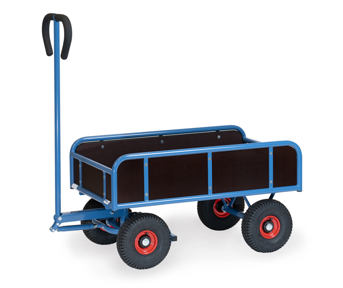 Handwagen mit 4 Wänden und Geländer - in 2 Größen - Luft-Bereifung - Tragkraft 500 kg
