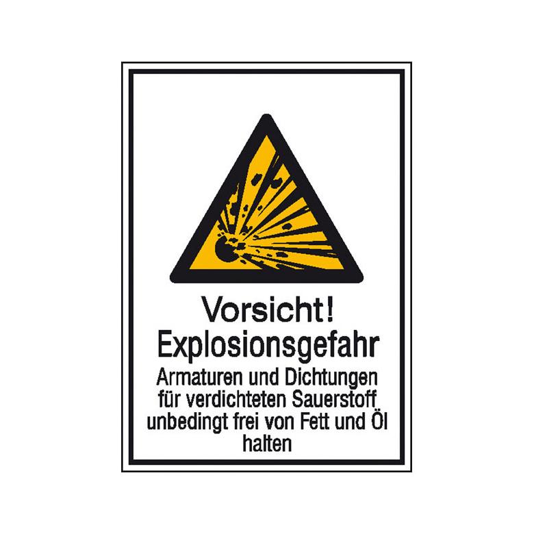Warn-Kombischild - Vorsicht! Explosionsgefahr Armaturen und ...