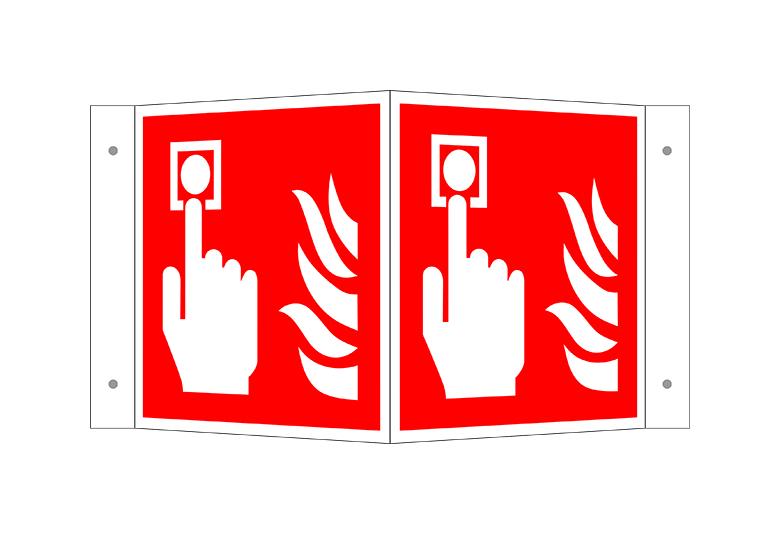 Brandschutzschild - Winkelschild - Brandmelder - ISO7010