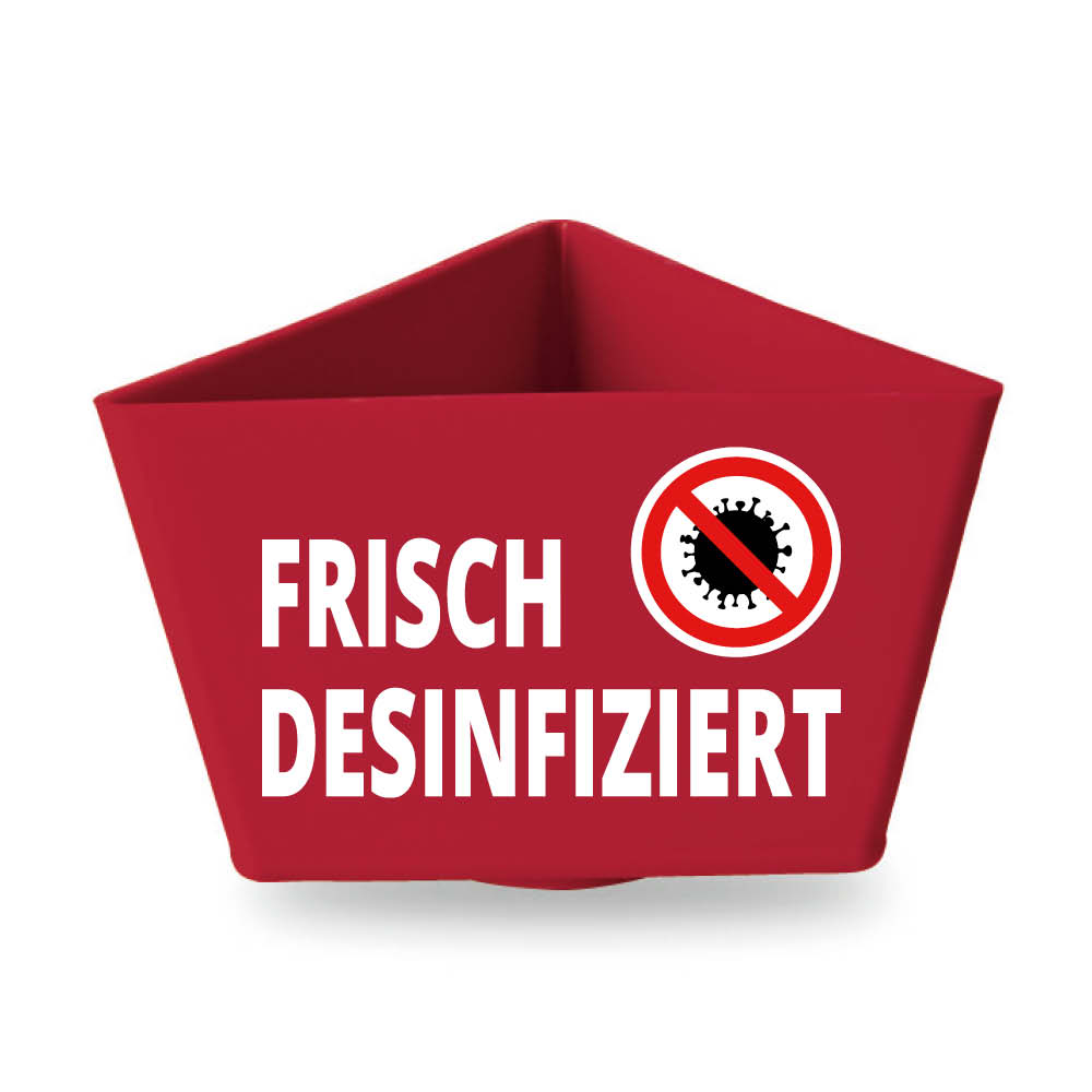 Leitzahlenträger - Text und Motiv: "FRISCH DESINFIZIERT" - mit Magnethaftung - 11 Farben