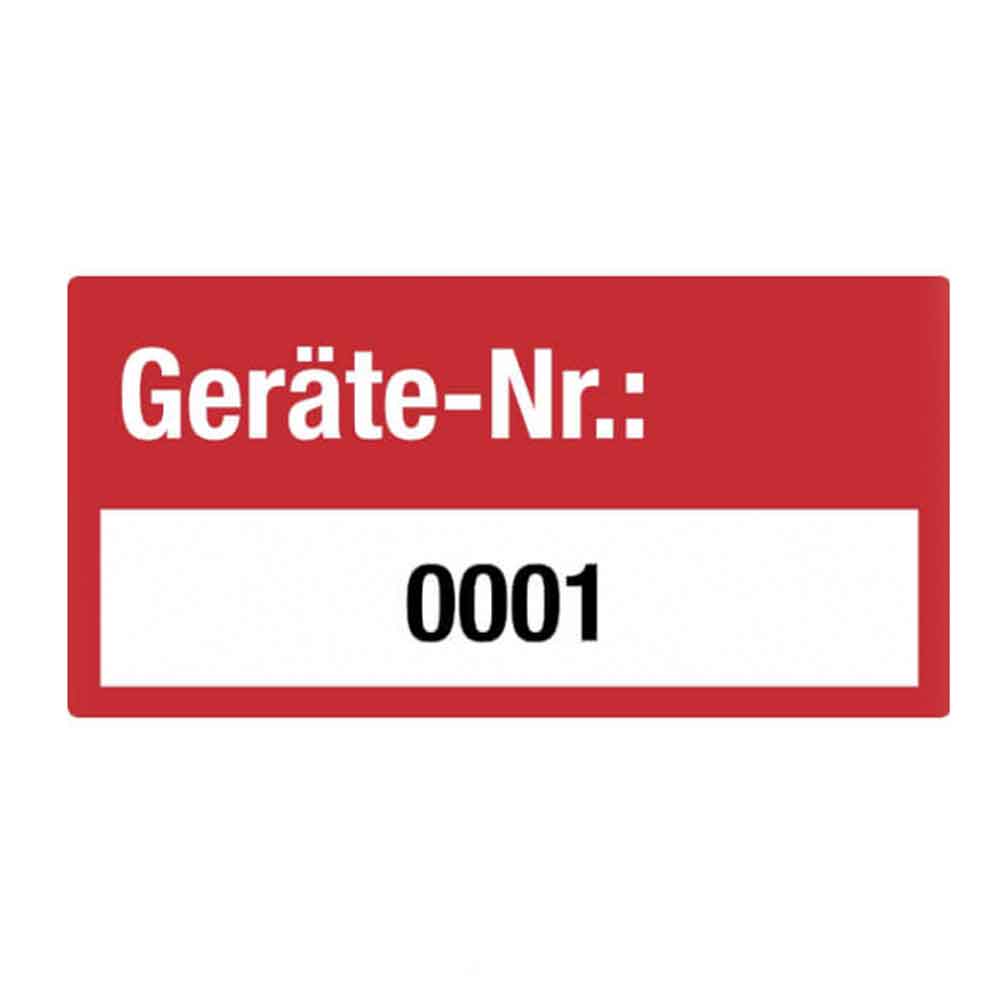 Inventar-Etikett - Geräte-Nr.: fortlaufend nummeriert - PVC-Folie auf Rolle