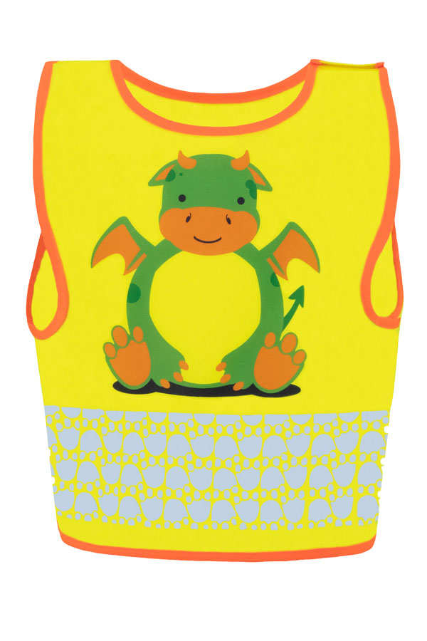 Korntex® Kinder Warnweste „Funtastic Wildlife“ - CO2 Neutral - Signal-Gelb/Einhorn - XXS