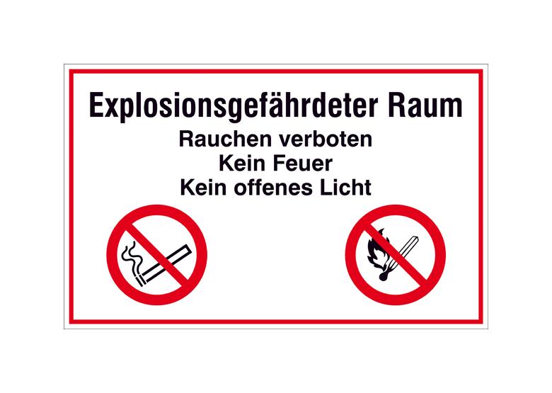 Hinweisschild - Betriebskennzeichnung - Explosionsgefährdeter Raum Rauchen verboten ...