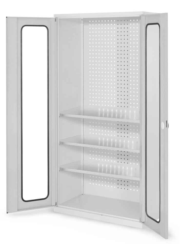 RasterPlan® - Werkzeugschrank - mit Sichtfenstertüren - Tiefe 500 mm - 3 Fachböden