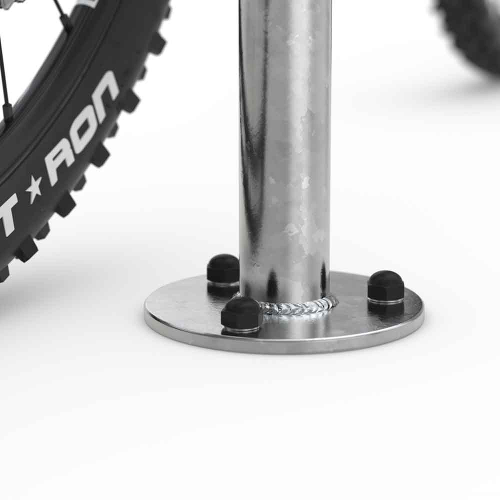 Fahrrad-Anlehnbügel 9200 - mit Knierohr - aus Stahl oder Edelstahl - zum Aufdübeln Fahrrad-Anlehnbügel 9200 - mit Knierohr - aus Stahl oder Edelstahl - zum Aufdübeln