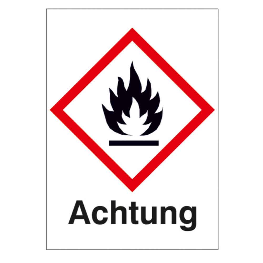 GHS-Gefahrstoffetikett - Kombischild mit Text: Achtung