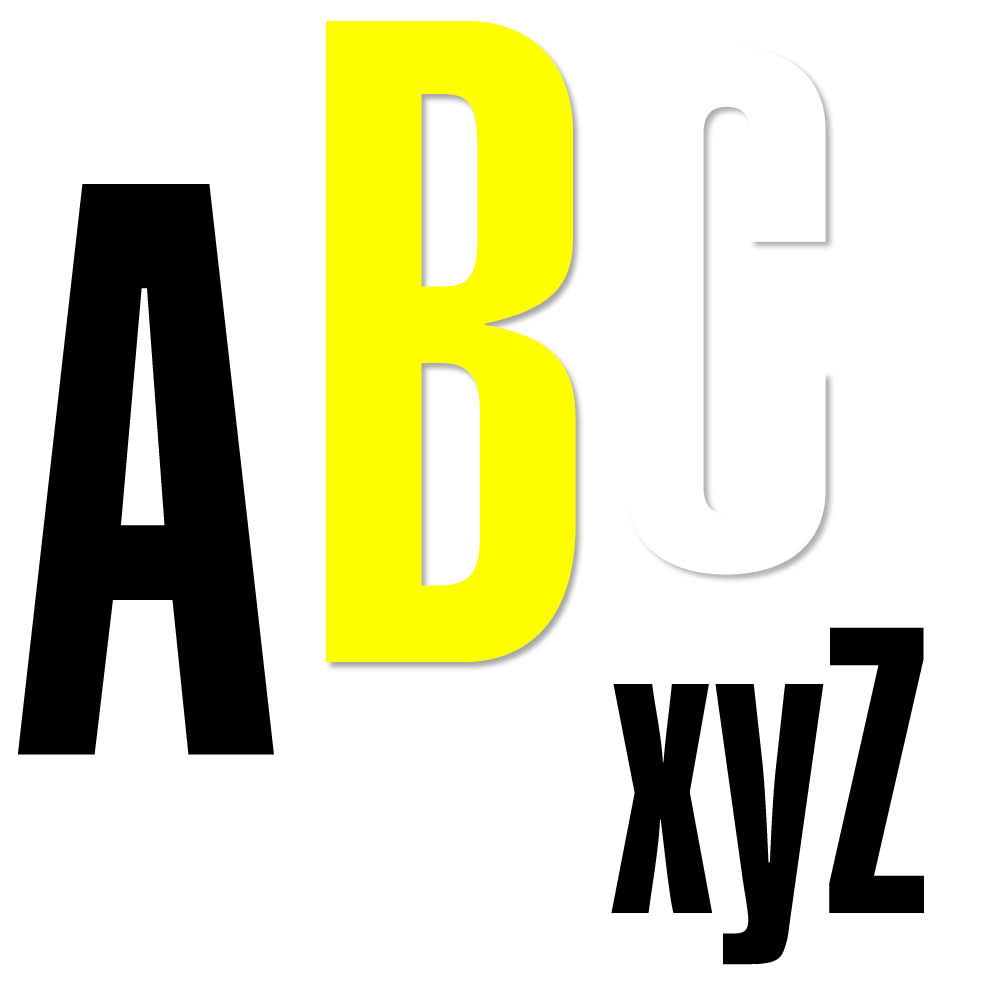 Großbuchstaben A-Z - Block Schmal - Folie - Höhe 20-100 mm - 3 Farben