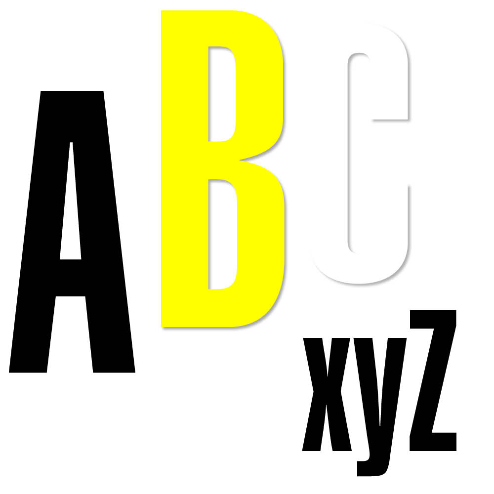 Großbuchstaben A-Z - Folie - Block Schmal - Höhe 20-100 mm - 3 Farben Großbuchstaben A-Z - Folie - Block Schmal - Höhe 20-100 mm - 3 Farben