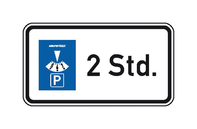 Zusatzzeichen - StVO - Parkdauer 2 Std. - 2 Größen