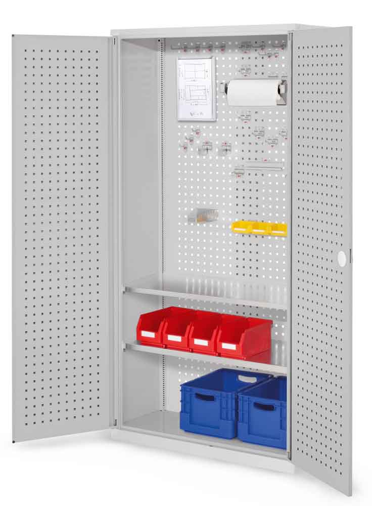 12-61-00-01-13-01-090-rasterplan-werkzeugschrank-lochplattentueren-tiefe-410-mm_1-f1430a RasterPlan® - Werkzeugschrank - mit Lochplattentüren - Tiefe 410 mm - 2 Fachböden