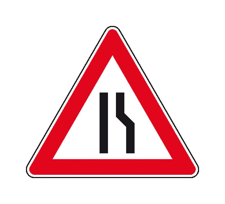 Verkehrszeichen - StVO - Einseitig rechts verengte Fahrbahn - 2 Größen