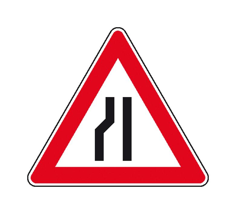 Verkehrszeichen - StVO - Einseitig links verengte Fahrbahn - 2 Größen