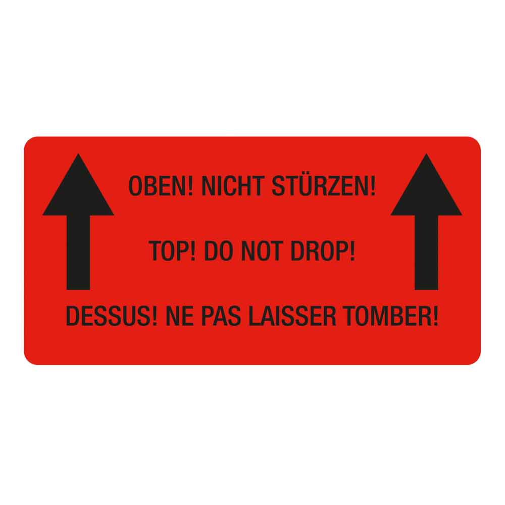 Warn- bzw. Verpackungsetiketten - selbstklebend in Signalrot auf Rolle
