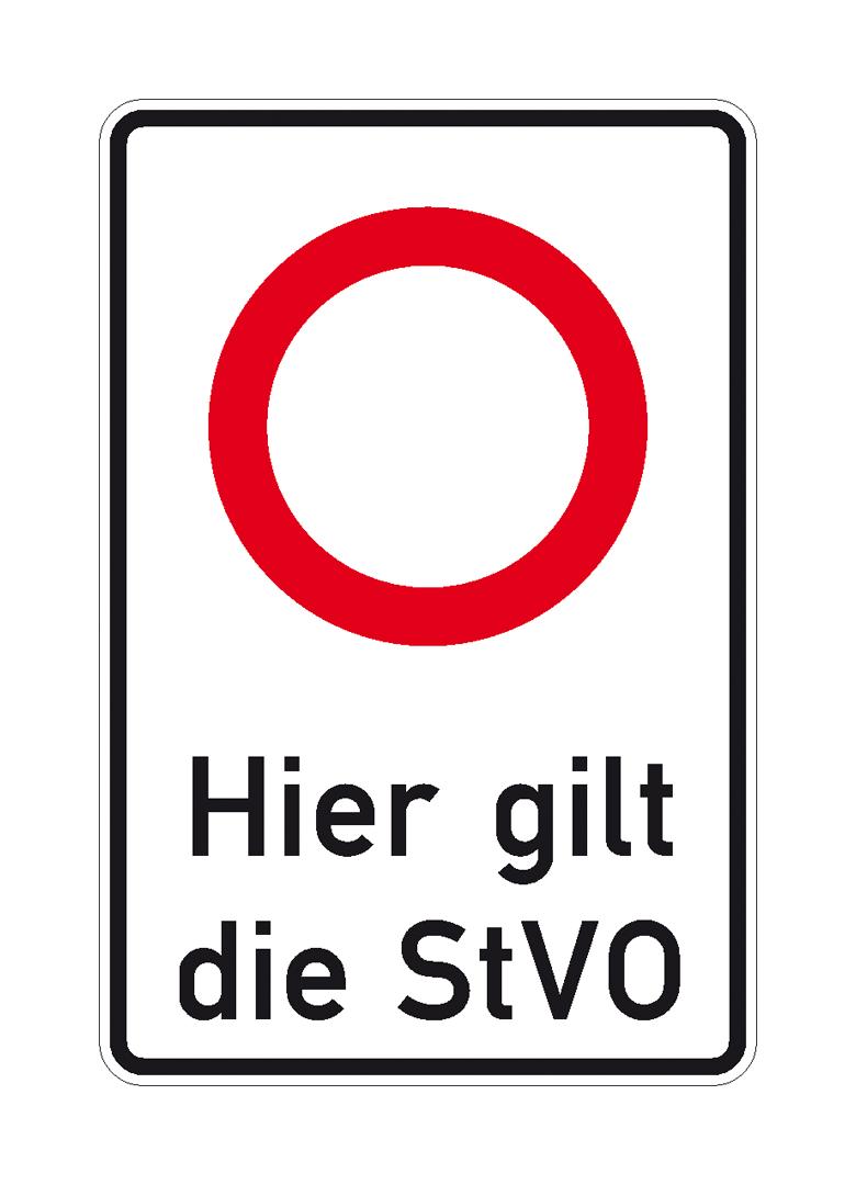 Verkehrsschild - Betriebskennzeichnung - Hier gilt die StVO - Zulässige Höchstgeschw. ... ? Geschwindigkeitsangabe nach Wahl