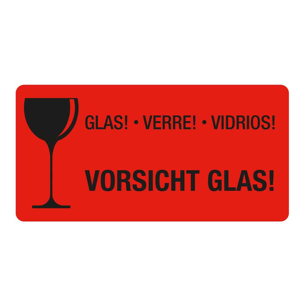 Warn- bzw. Verpackungsetiketten - selbstklebend in Signalrot auf Rolle