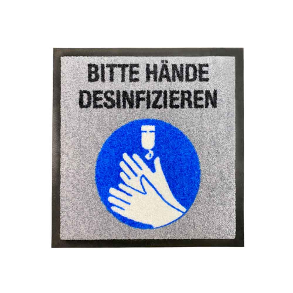 Schmutzfangmatte - "Bitte Hände Desinfizieren" - Quadrat