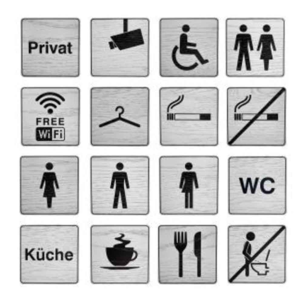 Tello Wood Türschild eckig - stilvolles Türschild aus Holz - verschiedene Symbole in Weiss Tello Wood Türschild eckig - stilvolles Türschild aus Holz - verschiedene Symbole in Weiss