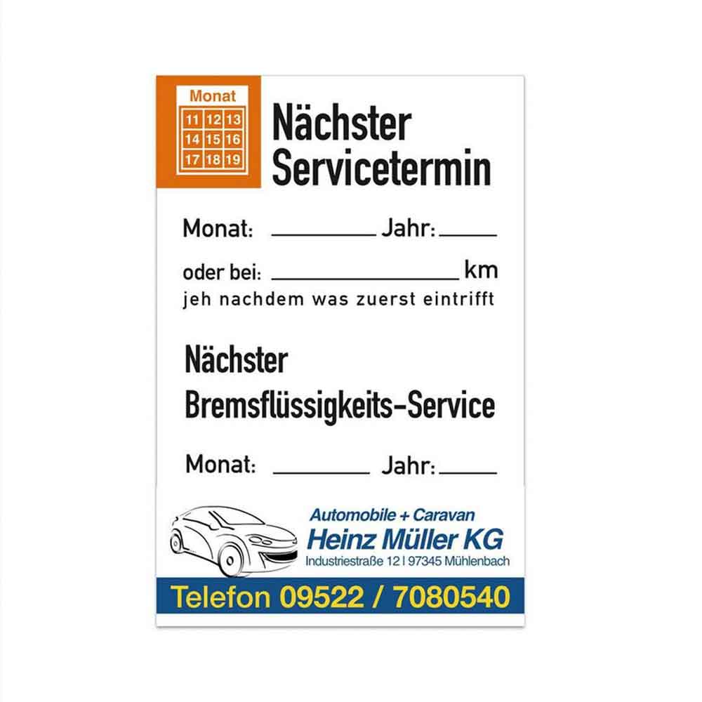 Service-Aufkleber - "Nächster Servicetermin" - mit Firmeneindruck - Hochformat