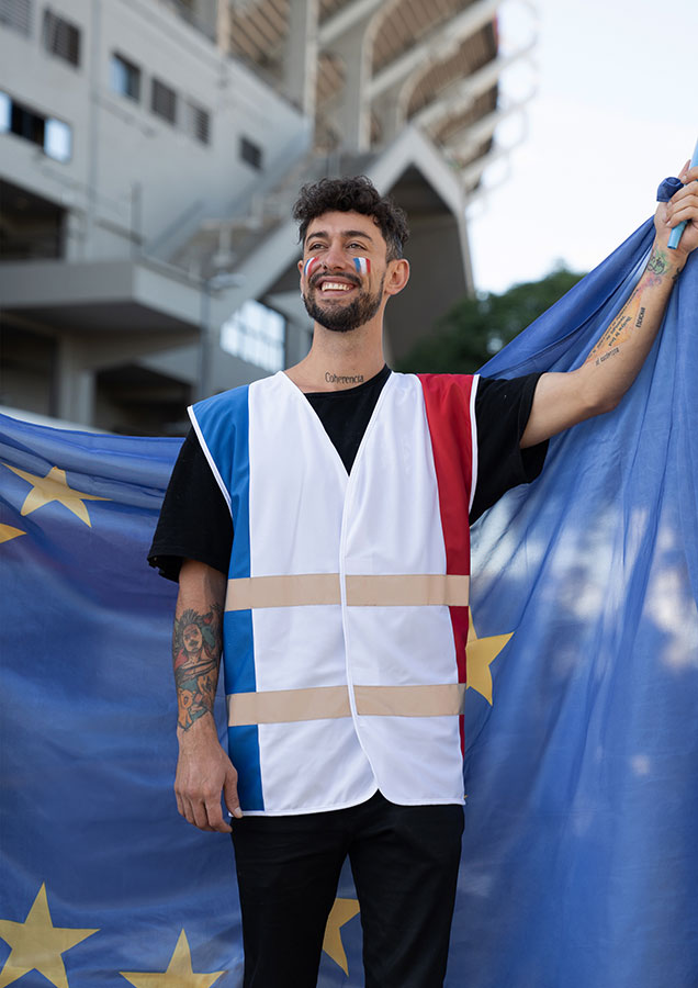 Korntex® Nationen-Warnweste „France“ - CO2 Neutral - S/M Korntex® Nationen-Warnweste „France“ - CO2 Neutral - S/M