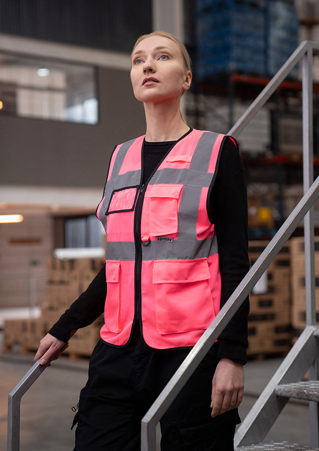 Korntex® Comfort Warnweste „Hamburg“ - Multifunktional - Weiß - M