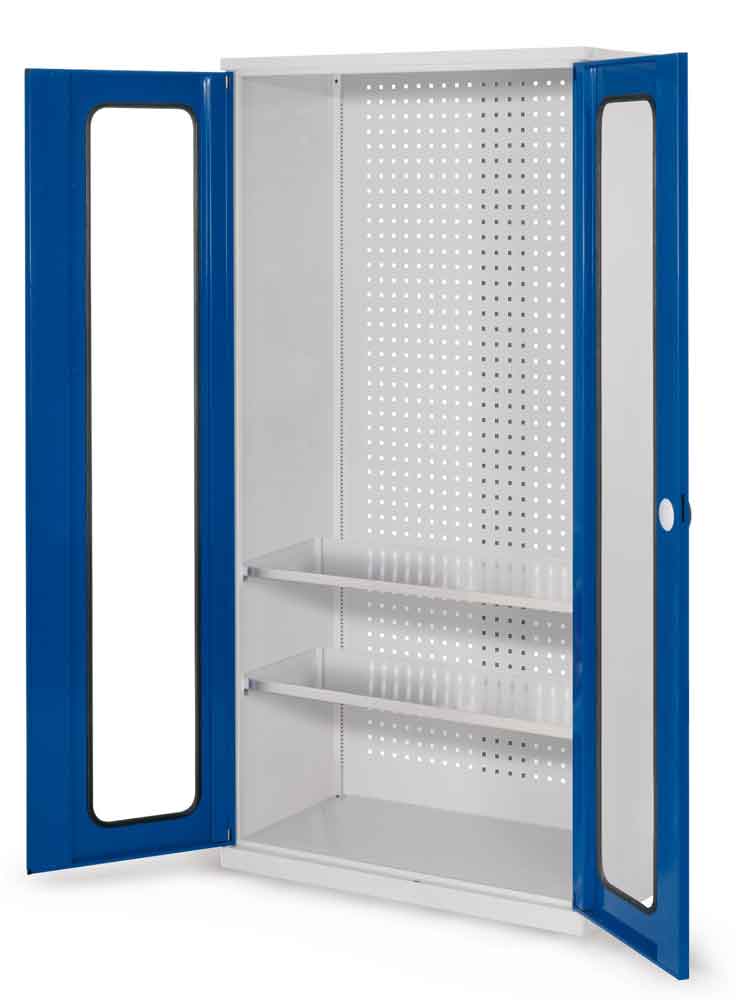 RasterPlan® - Werkzeugschrank - mit Sichtfenstertüren - Tiefe 500 mm - 2 Fachböden