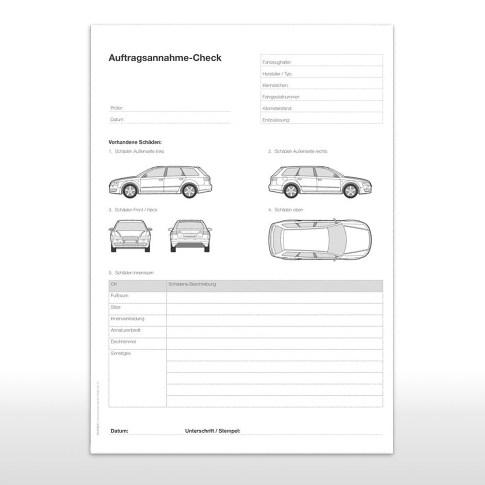 Block Auftragsannahme-Check - Format DIN A4