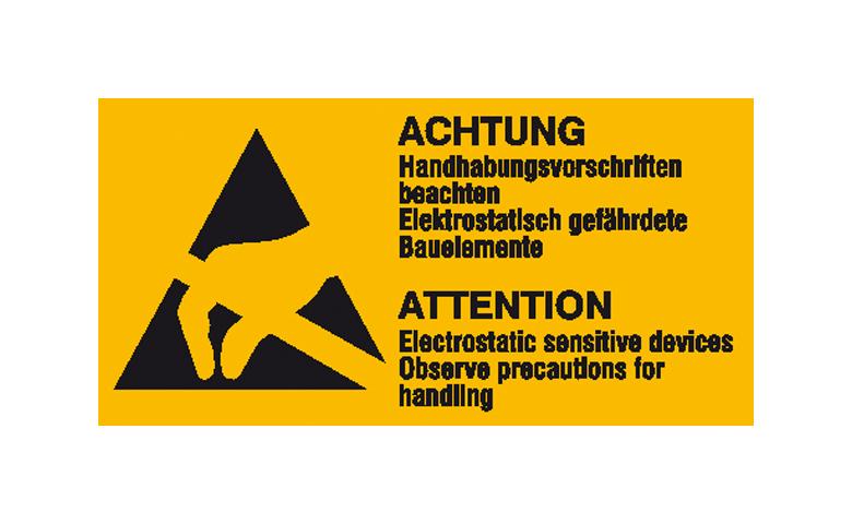 Warn-Kombischild - Elektrostatisch gefährdete Bauelemente - Form B - Mehrsprachig