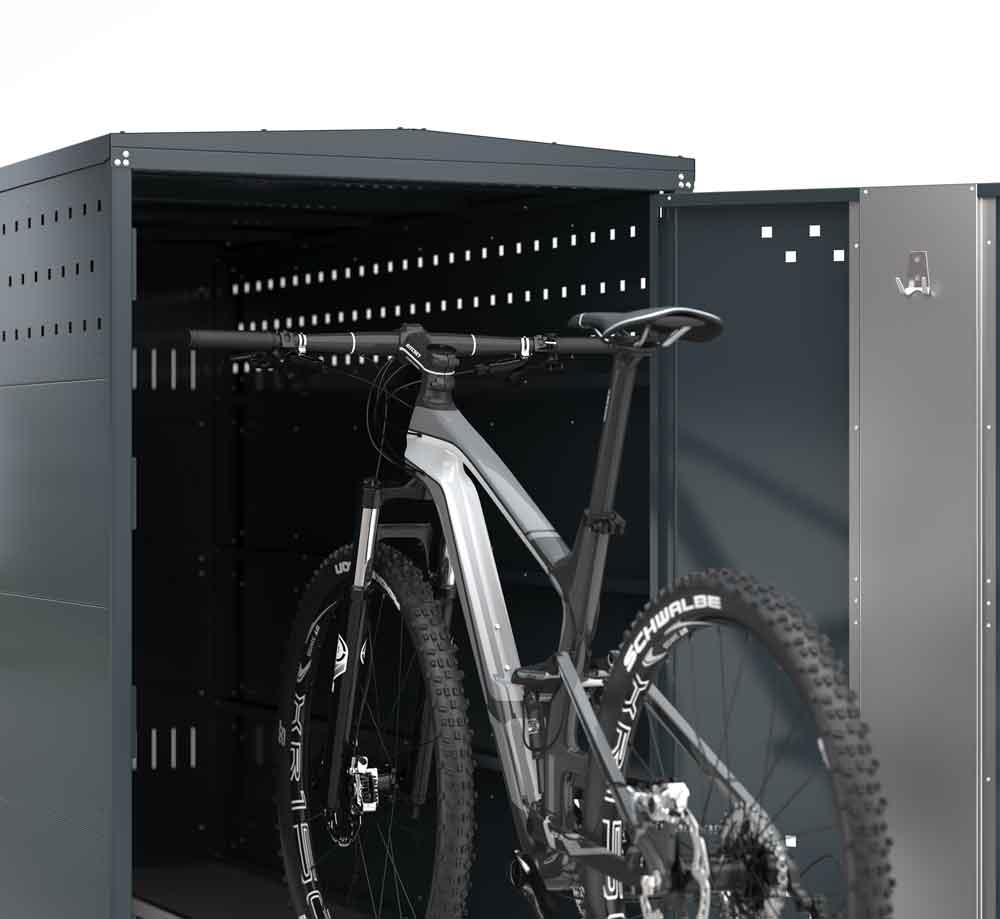 Fahrradgarage BikeBox 1 G - Stahlblechkonstruktion mit Giebeldach - RAL-Farbe nach Wahl Fahrradgarage BikeBox 1 G - Stahlblechkonstruktion mit Giebeldach - RAL-Farbe nach Wahl