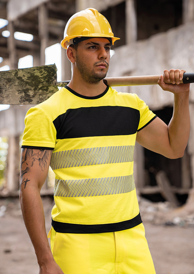 Korntex® - EOS - Hi-Vis T-Shirt mit schwarzer Brustpartie - Signal-Orange/Schwarz - 3XL