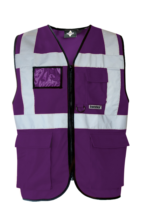 Korntex® Warnweste „Berlin“ - Multifunktional mit Taschen - Waldgrün/Signal-Gelb - XXL