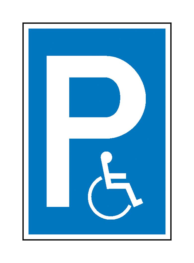 Parkplatzschild - Symbol: P - Symbol: Rollstuhlfahrer