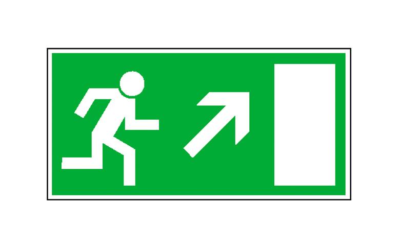 Fluchtwegschild - Rettungsweg rechts aufwärts