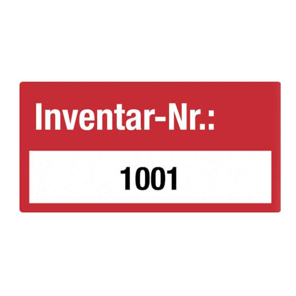 Inventar-Etikett - Inventar-Nr.: - fortlaufend nummeriert - Dokumentenfolie auf Rolle