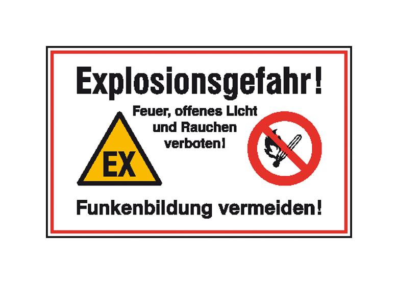 Hinweisschild - Betriebskennzeichnung - Explosionsgefahr! Feuer, offenes Licht und Rauchen ...