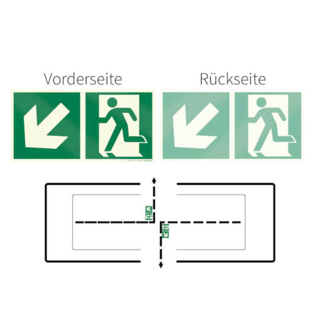 Fluchtwegschild zur Deckenmontage - Motiv: Fluchtwegkennzeichnung - zweiseitig