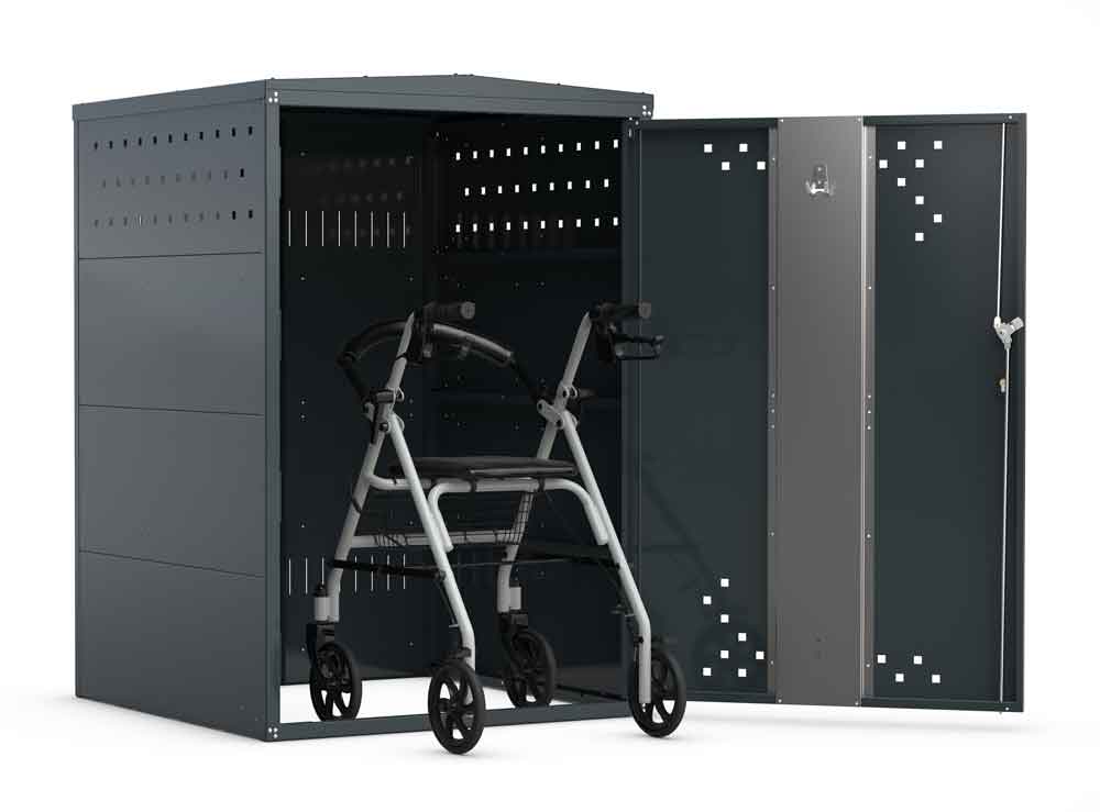Rollatorbox G - Stahlblechkonstruktion mit Giebeldach Rollatorbox G - Stahlblechkonstruktion mit Giebeldach