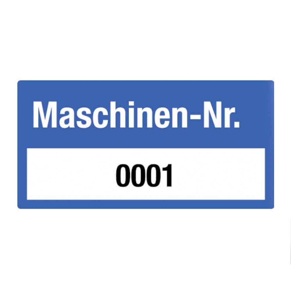 Inventar-Etikett - Maschinen-Nr. - fortlaufend nummeriert 0001-1000 - VOID-Folie auf Rolle