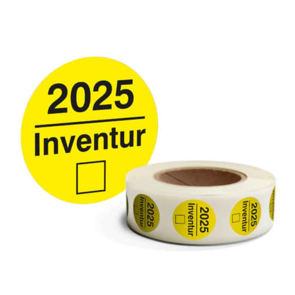 Inventur-Etiketten - Text: Inventur - mit Jahreszahl zum Abhaken - in 4 Farben Inventur-Etiketten - Text: Inventur - mit Jahreszahl zum Abhaken - in 4 Farben