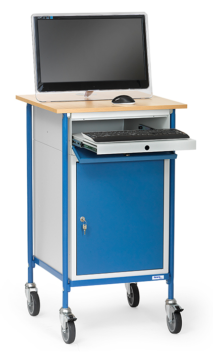 Rollpult mit Stahlschrank und Tastatur-Schublade - Mousepad-Auflage - Tragkraft 150 kg