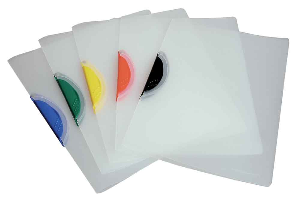 20-11-024-0-00-01-002-swing-clipmappen-uebersicht-clip-farben-e441fe Swing-Clip-Hefter - PP-Folie - Clip in 5 Farben oder Sortiert