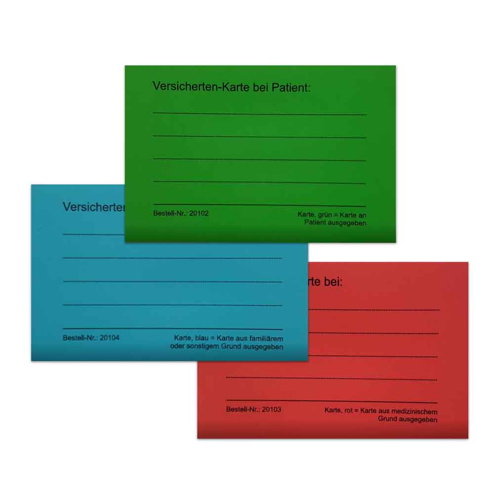 Zubehör Patienten-Einsteckkarten - perfekt für Versichertenkartenvitrine - 3 Farben
