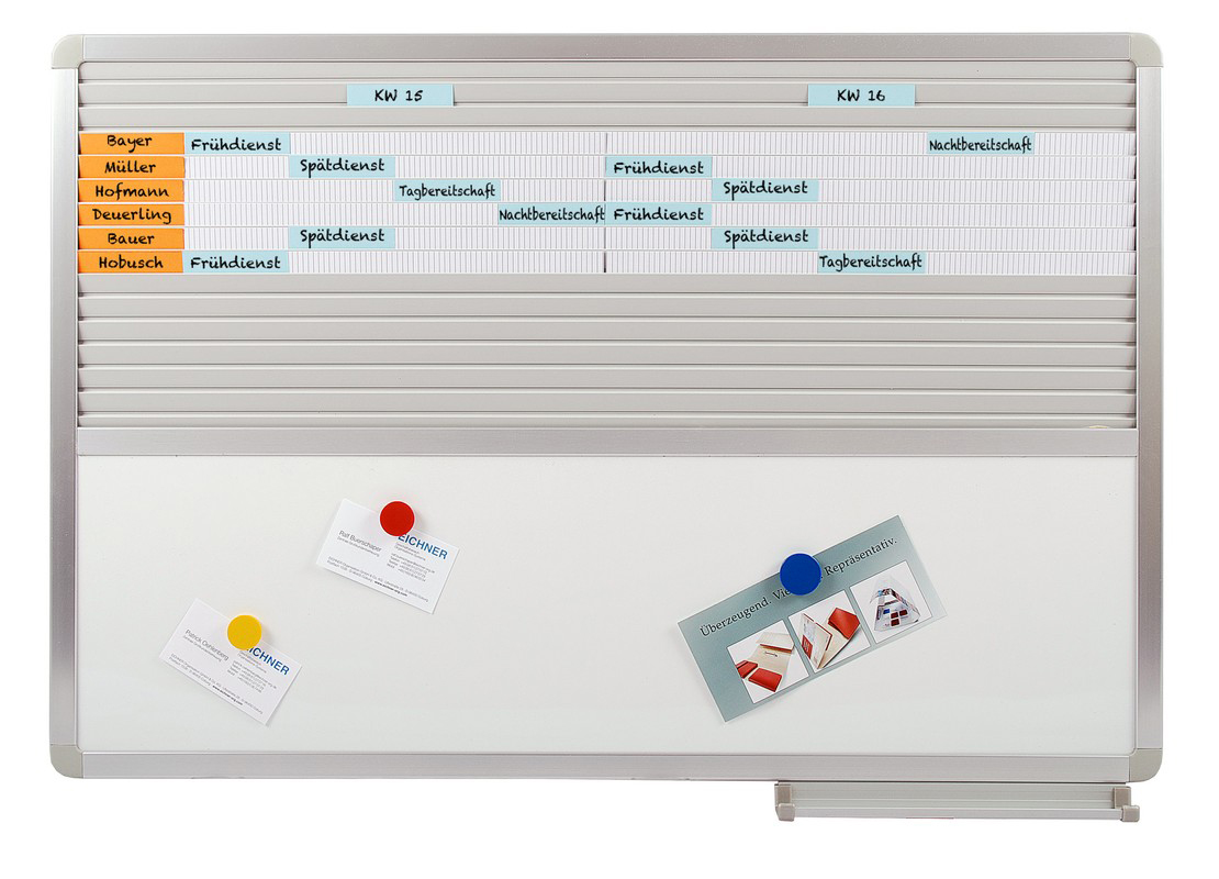 Universelle Mehrzwecktafel mit Einstecktafel - 14 Schienen + Whiteboard