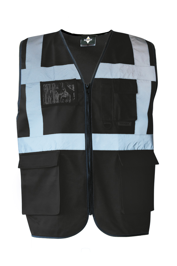 Korntex® Warnweste „Berlin“ - Multifunktional mit Taschen - Waldgrün/Signal-Gelb - XXL