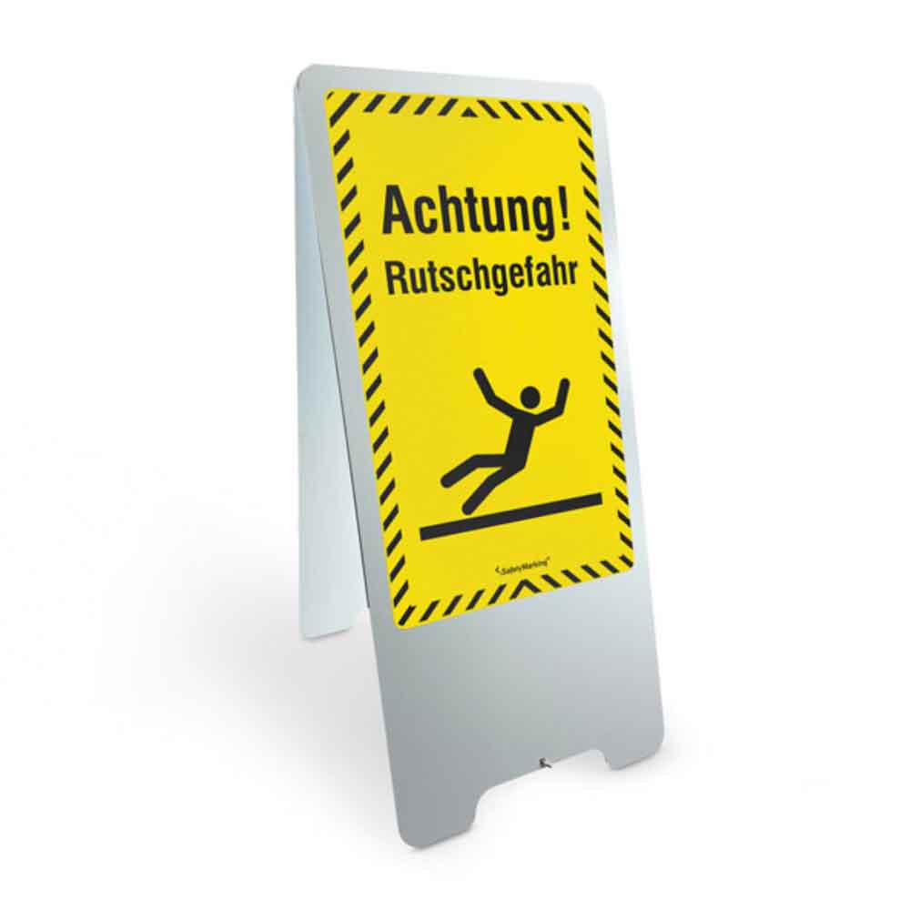 30-82-728-0-00-01-056-warnaufsteller-achtung-rutschgefahr-954404 Warnaufsteller - aus Aluminium - Achtung! Rutschgefahr - 2-seitige Beschriftung
