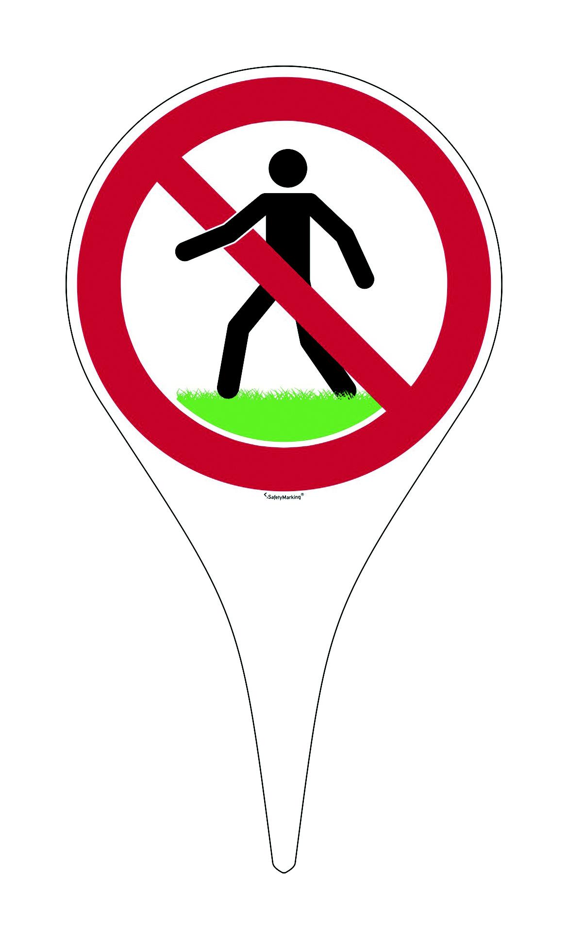 Erdspieß mit Verbotsschild - Symbol: Rasen betreten verboten