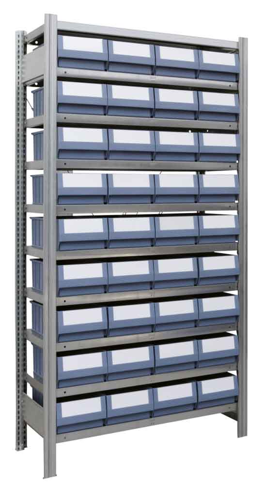 BERT-Einzelregal - Anbauregal mit 5 Stahlfachböden - B 1005 x H 2000 x T 300 - 600 mm - ohne Regalkästen