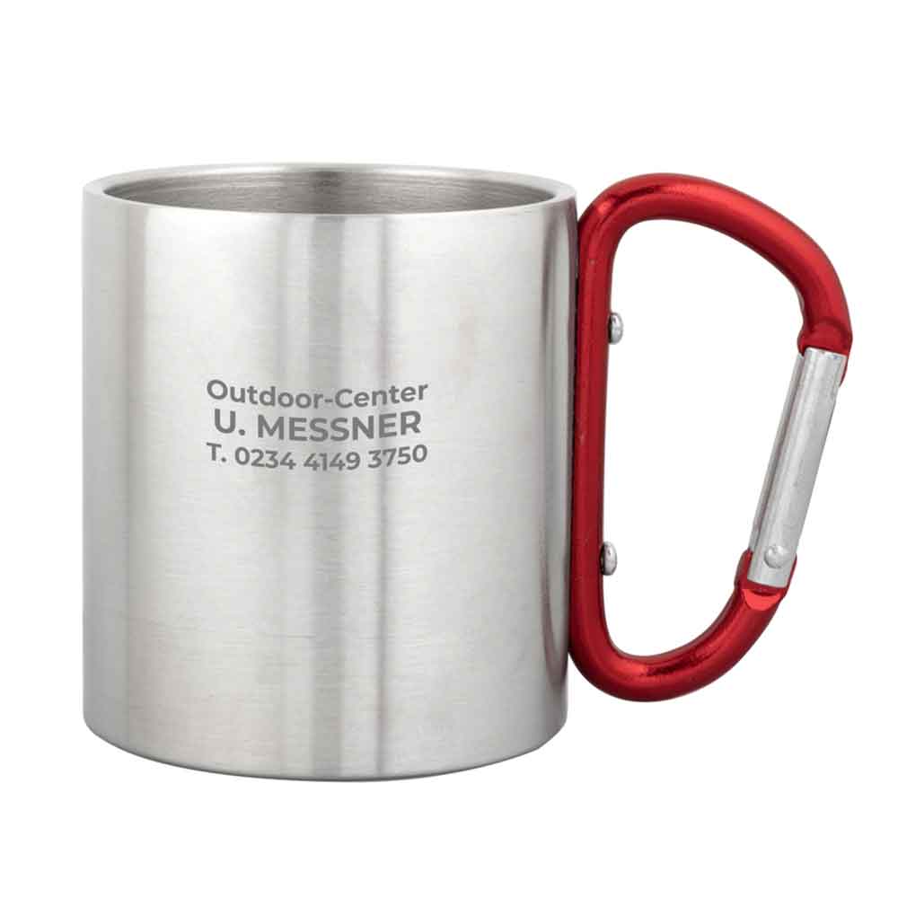 Edelstahlbecher "CAMP" - doppelwandig - mit Karabiner